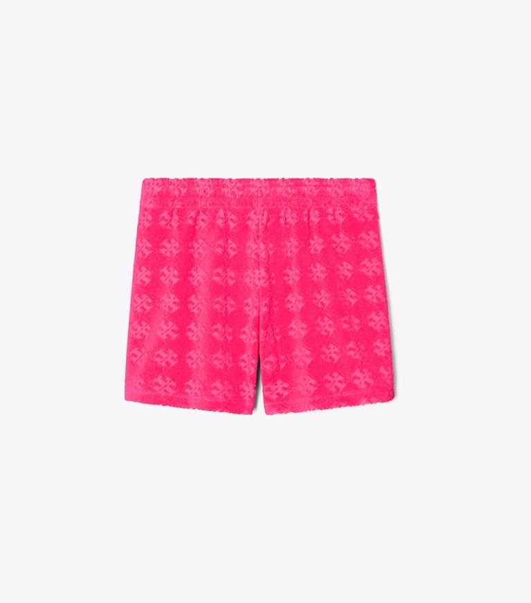 Tory Burch designer coverups Terry Jacquard Logo Short in Bold Pink front