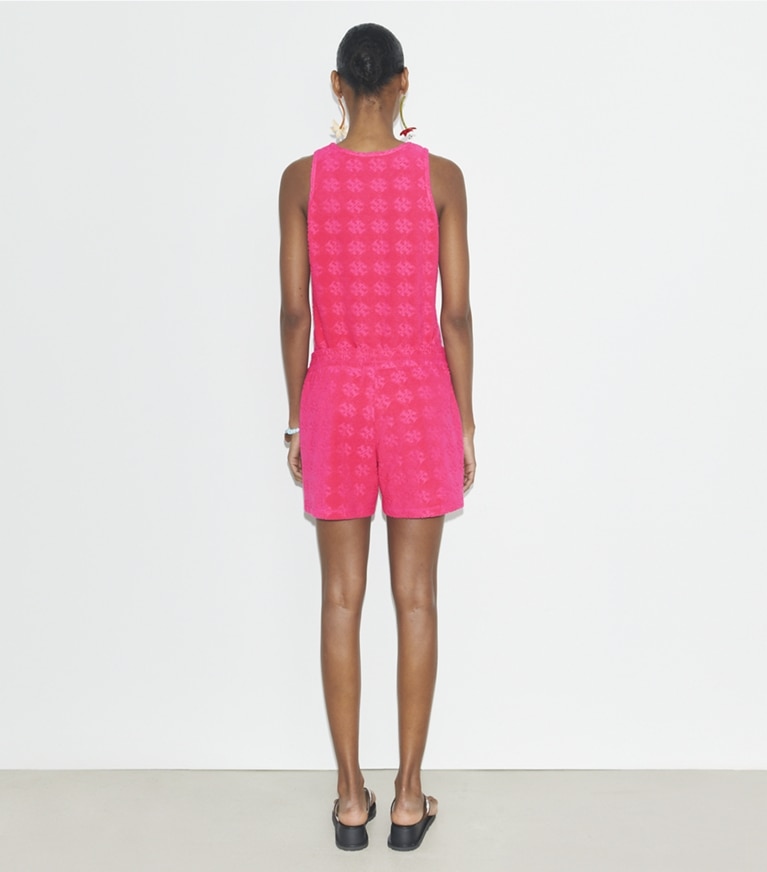 Tory Burch designer coverups Terry Jacquard Logo Tank Top in Bold Pink front