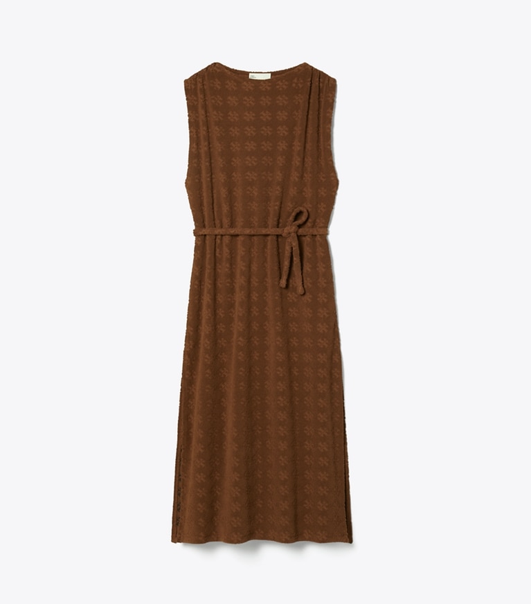Tory Burch designer coverups Terry Jacquard Maxi Dress in Anise Brown front