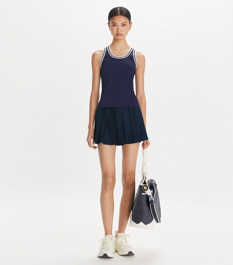 Tory Sport designer bottoms Terry Jacquard Mini Tennis Skirt in Tory Navy front