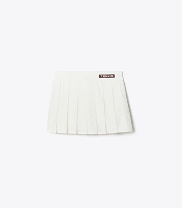 Tory Sport designer bottoms Terry Jacquard Mini Tennis Skirt in Snow White front