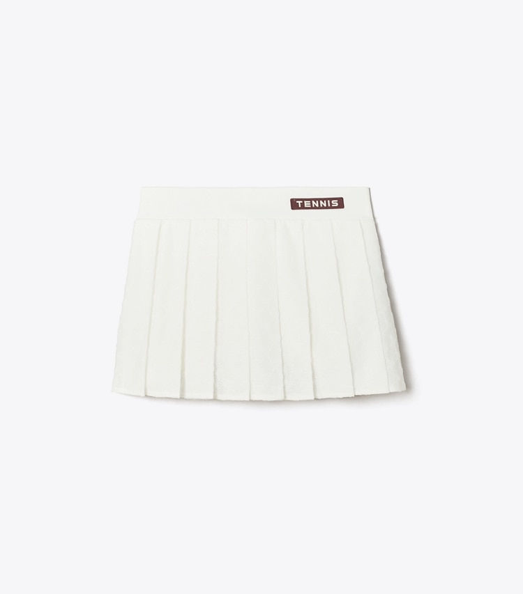 Tory Sport designer bottoms Terry Jacquard Mini Tennis Skirt in Snow White front