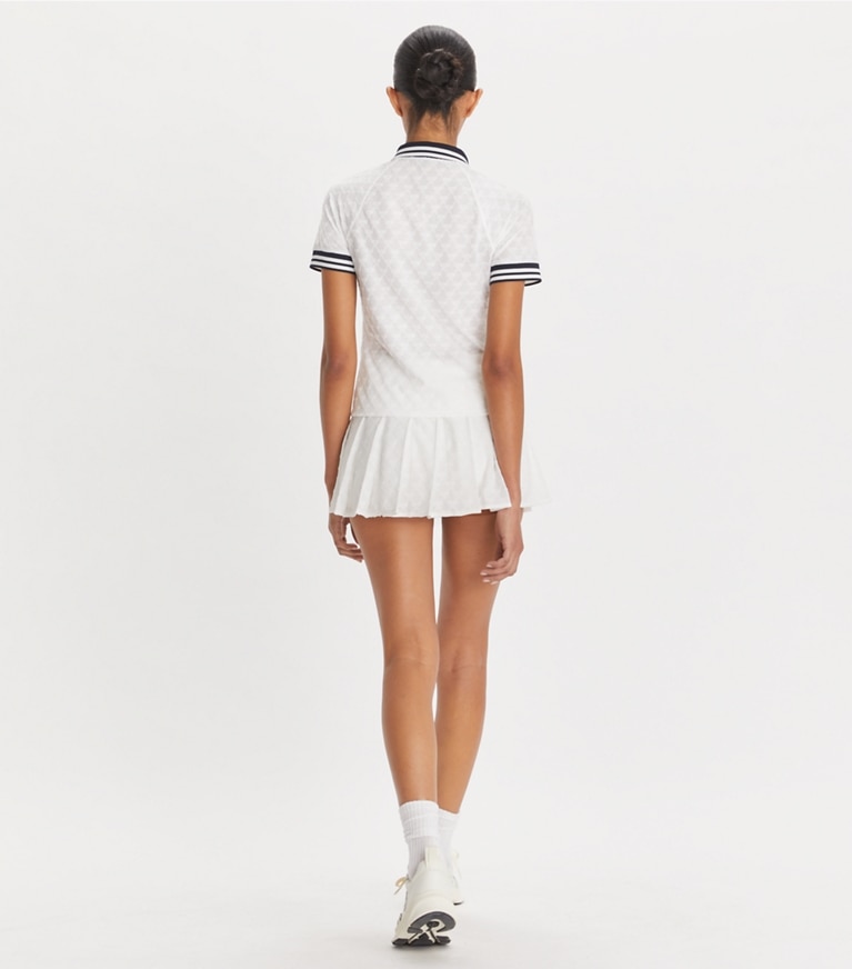Tory Sport designer tops Terry Jacquard Polo in Snow White front