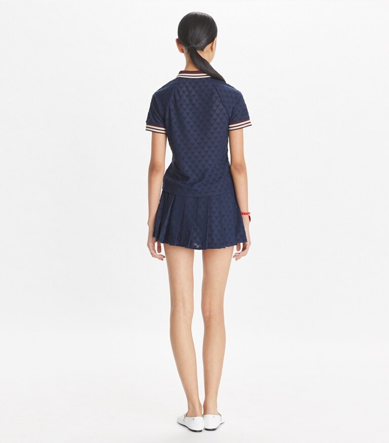 Tory Sport designer トップス テリージャカード ポロシャツ in Tory Navy front