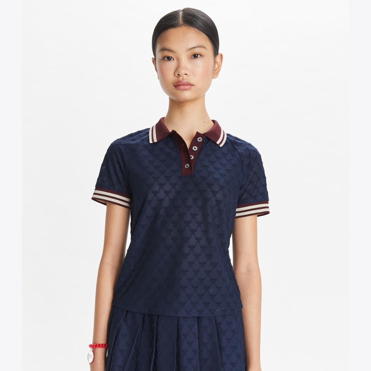 Terry Jacquard Polo: Women's Designer Tops | Tory Sport