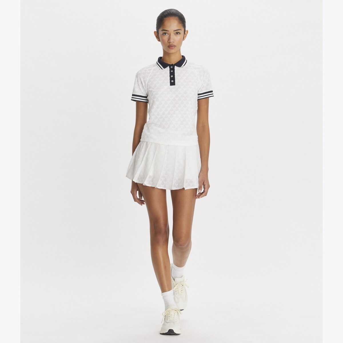 TORY BURCH ワンピース 服 Nalfred jacquard polo dress957717 Nalfred jacquard polo dress in white - Tory Burch | Mytheresa