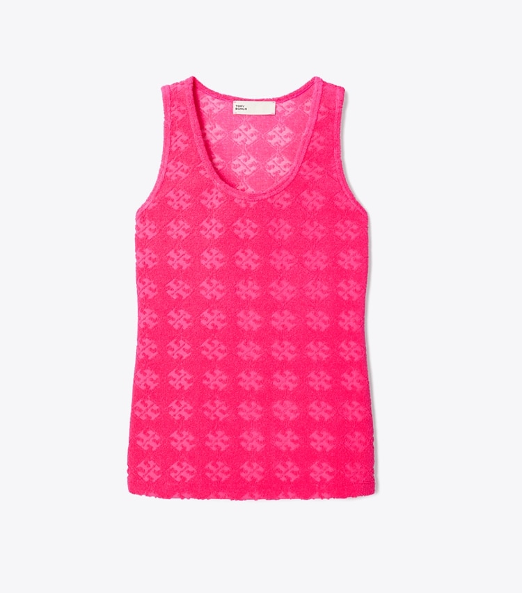 Tory Burch designer coverups Terry Jacquard Tank Top in Bold Pink front