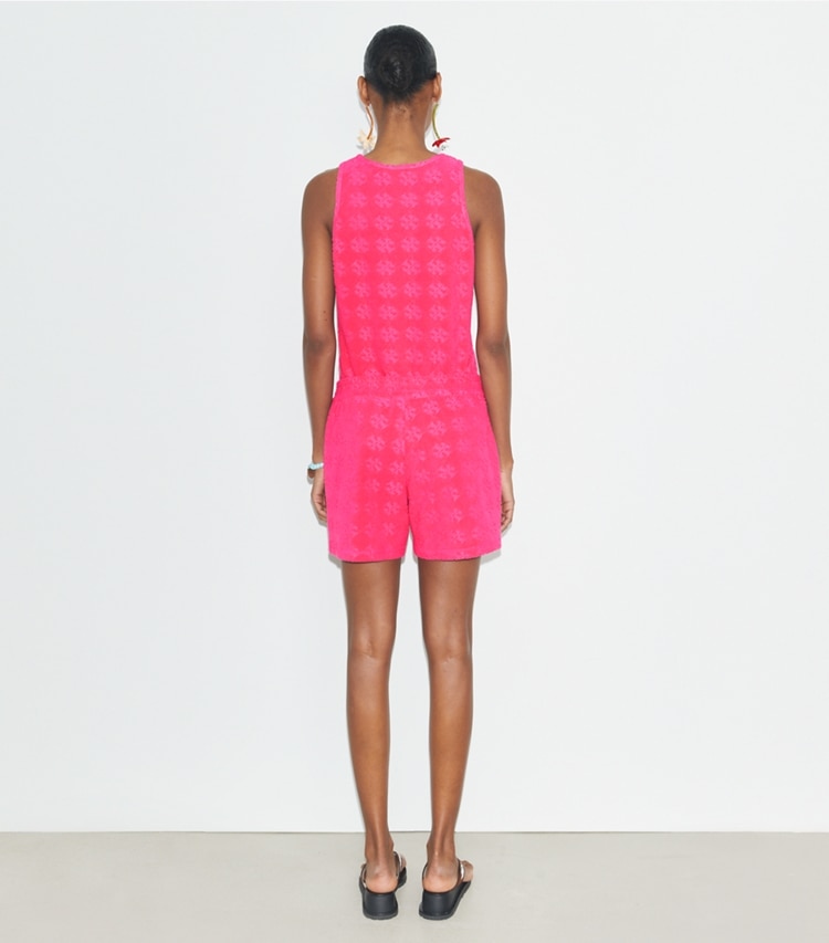 Tory Burch designer coverups Terry Jacquard Tank Top in Bold Pink on model back