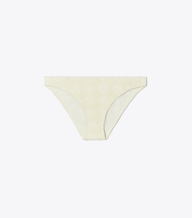 Tory Burch designer two pieces Terry Logo Bikini Botttom in NEW IVORY front