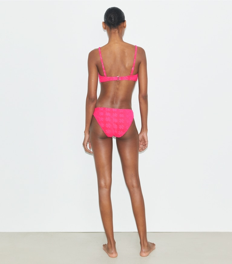 Tory Burch designer two pieces Terry Logo Bikini Botttom in Bold Pink front
