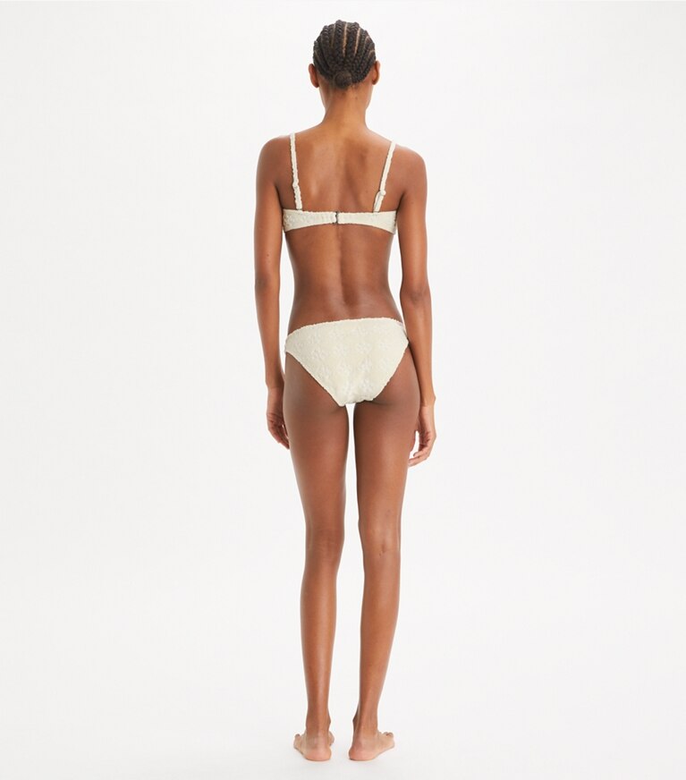 Tory Burch designer two pieces Terry Logo Bikini Top in NEW IVORY front