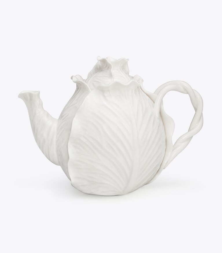 Tory Burch diseñador artículos de mesa & cristalería Tetera de vajilla con borde ondulado en White frente