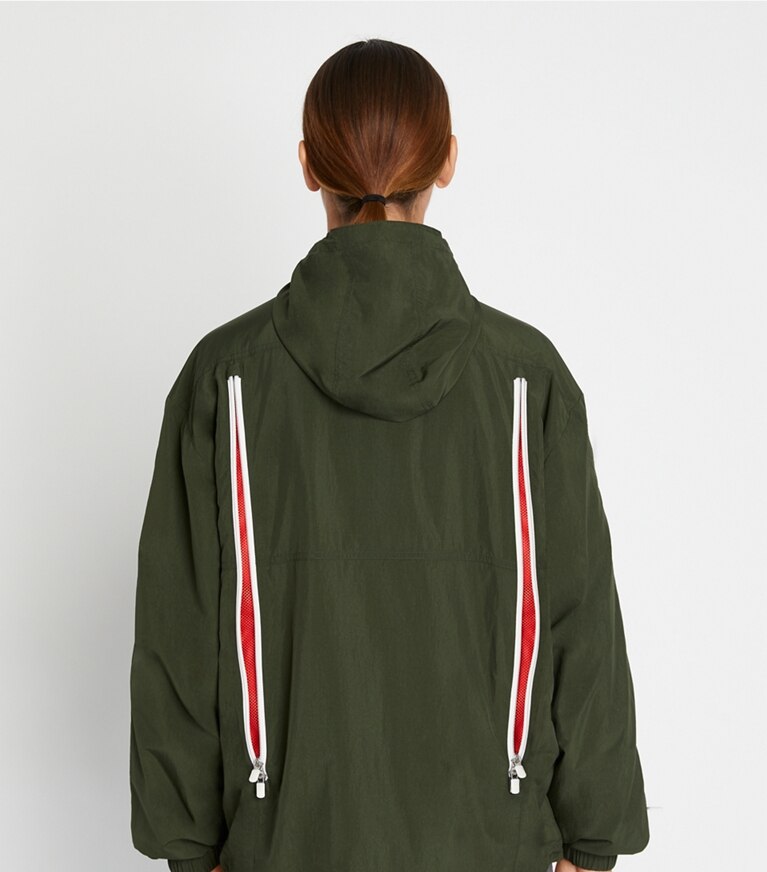 Tory Sport designer jackets Textured Nylon Mesh-Vent Jacket in Alpine front