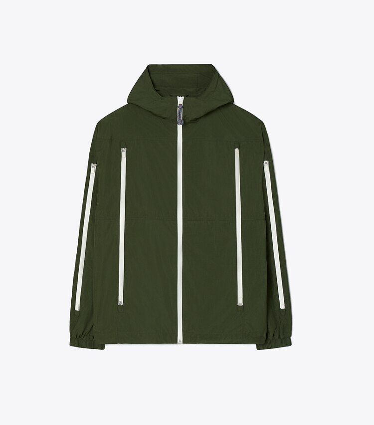 Tory Sport designer jackets Textured Nylon Mesh-Vent Jacket in Alpine front