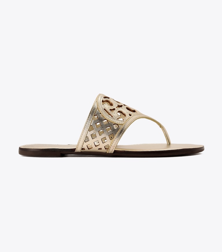 Tory Burch designer サンダル サッチ メタリック トングサンダル in Spark Gold side