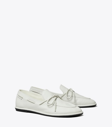 Tory Burch designer flats The Boaty in WHITE / WHITE angle