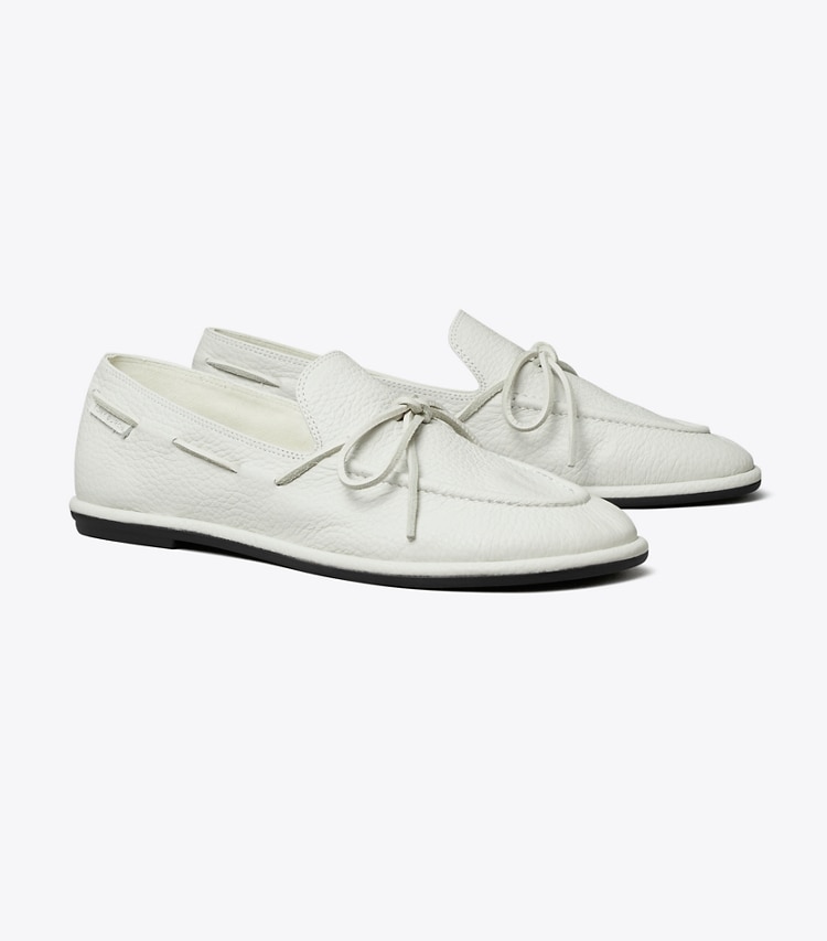 Tory Burch designer flats The Boaty in WHITE / WHITE angle