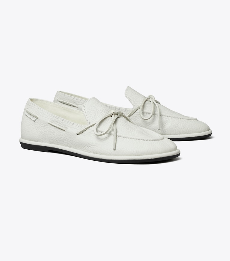 Tory Burch designer flats The Boaty in WHITE / WHITE angle