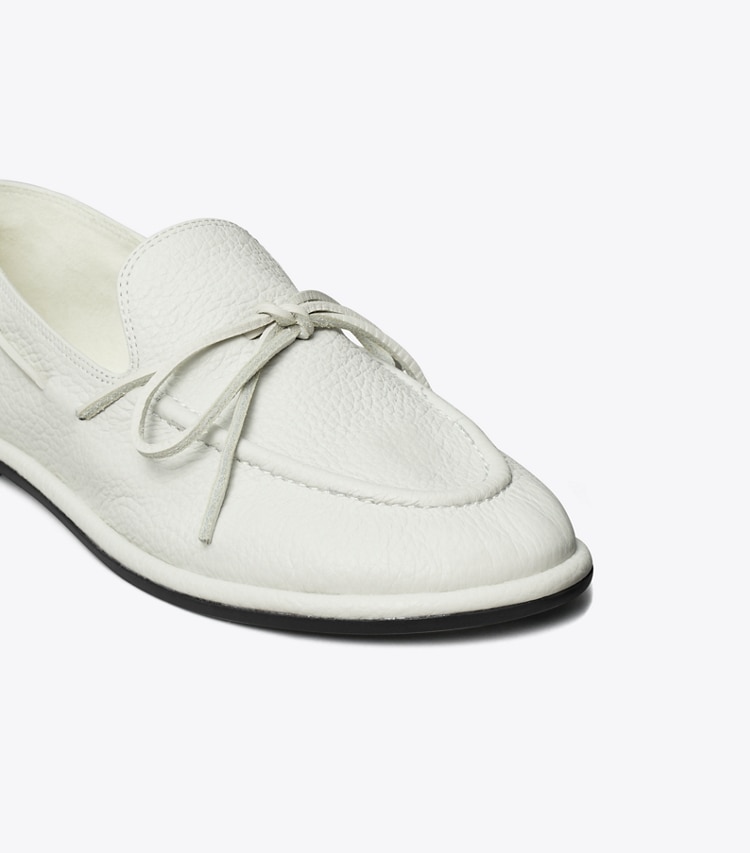 Tory Burch designer flats The Boaty in WHITE / WHITE detail