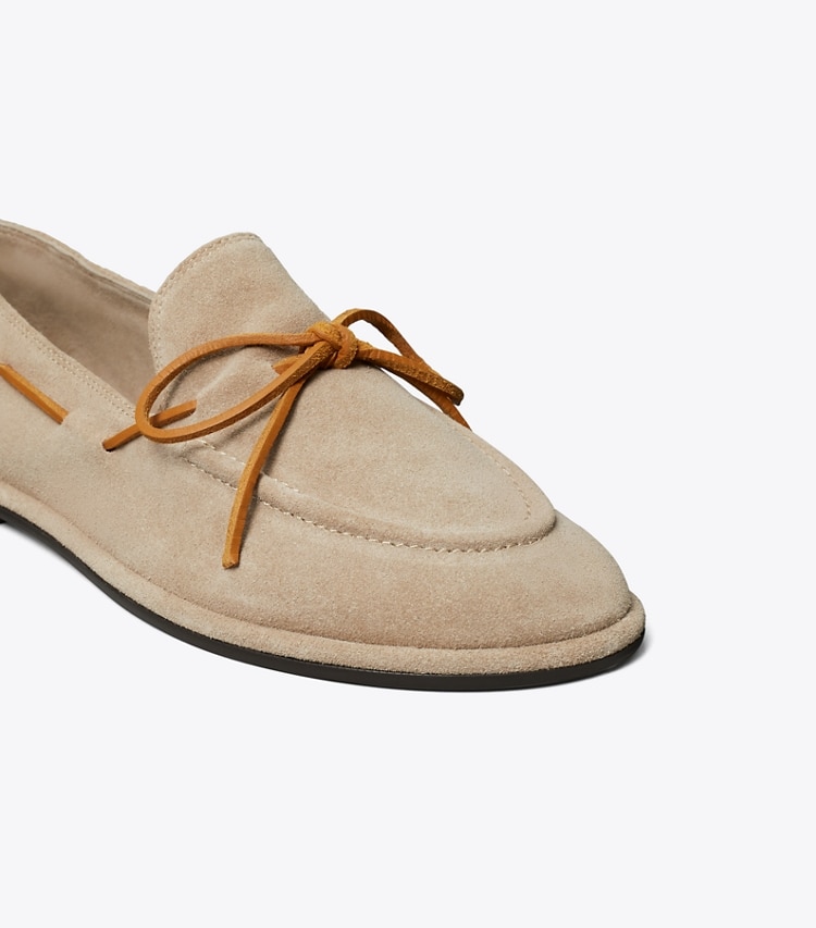 Tory Burch designer flats The Boaty in AVOLA / CUOIO detail
