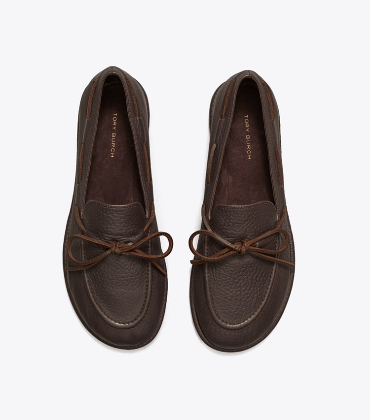 Tory Burch designer flats The Boaty in COCOA / COCOA overhead
