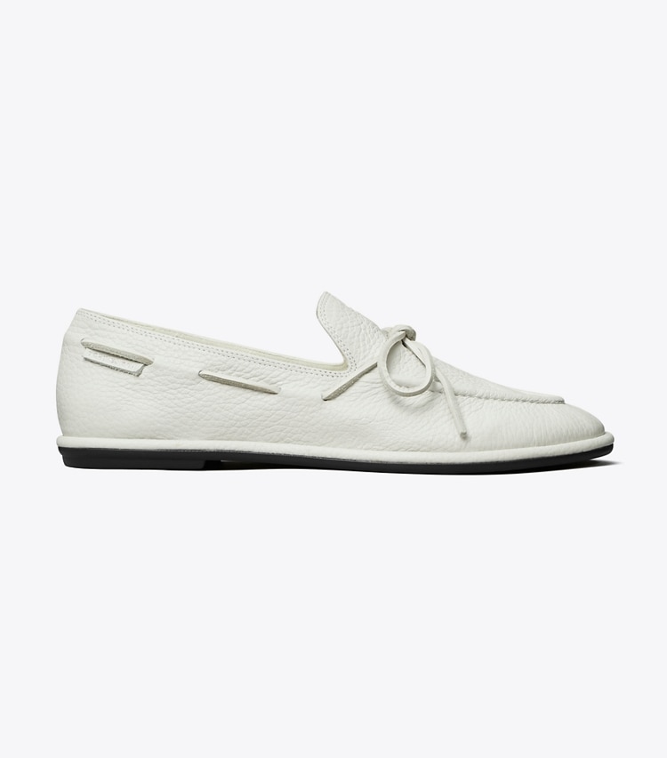 Tory Burch designer flats The Boaty in WHITE / WHITE side