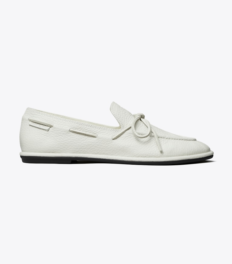 Tory Burch designer flats The Boaty in WHITE / WHITE side