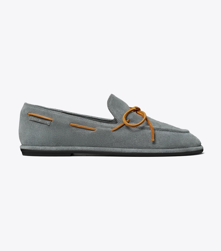 Tory Burch designer flats The Boaty in BASALTO / CUOIO side