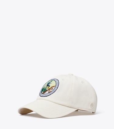 Tory Burch designer hats The Explorers Club Baseball Cap in Ivory Pearl angle