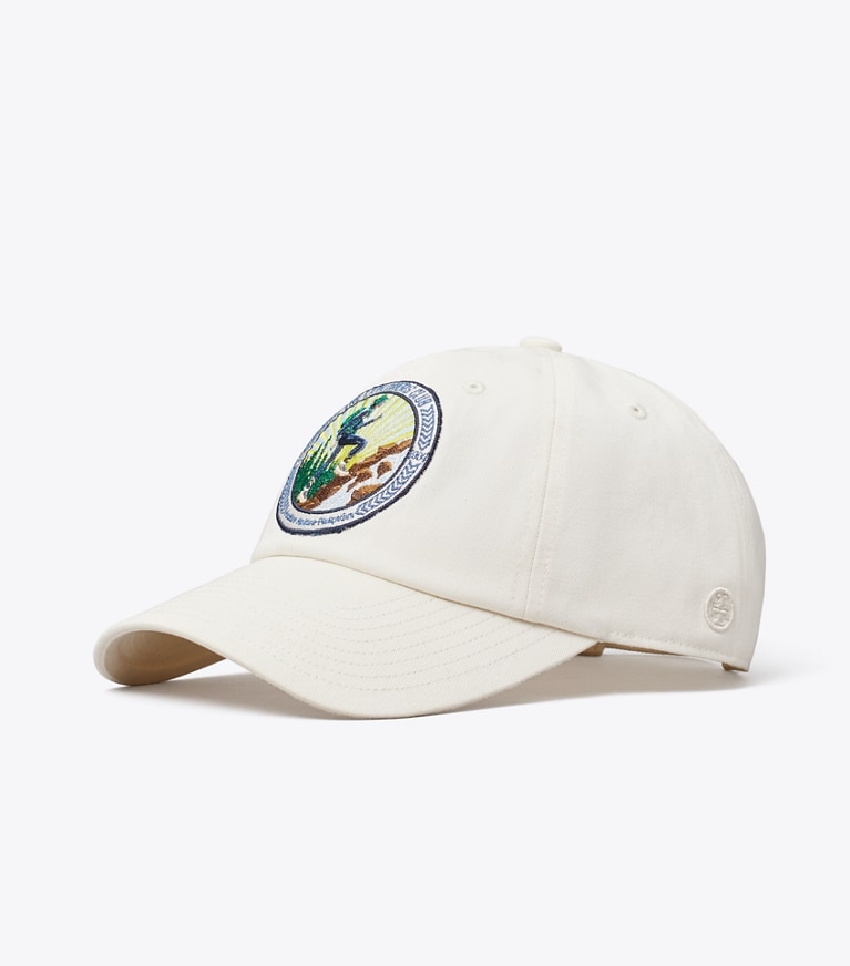 Tory Burch designer hats The Explorers Club Baseball Cap in Ivory Pearl angle