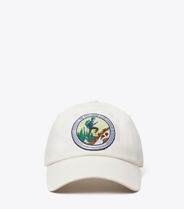 Tory Burch designer hats The Explorers Club Baseball Cap in Ivory Pearl front