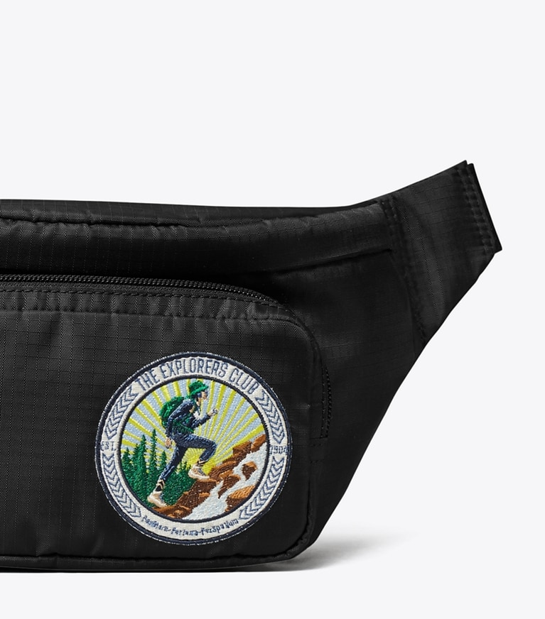 Tory Burch designer belt bags The Explorers Club Belt Bag in Black detail