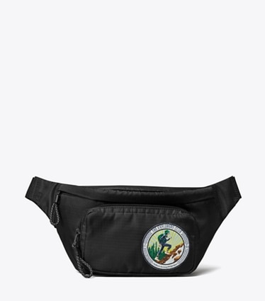 Tory Burch designer belt bags The Explorers Club Belt Bag in Black front