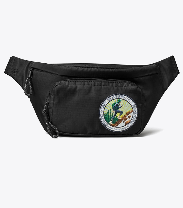 Tory Burch designer belt bags The Explorers Club Belt Bag in Black front