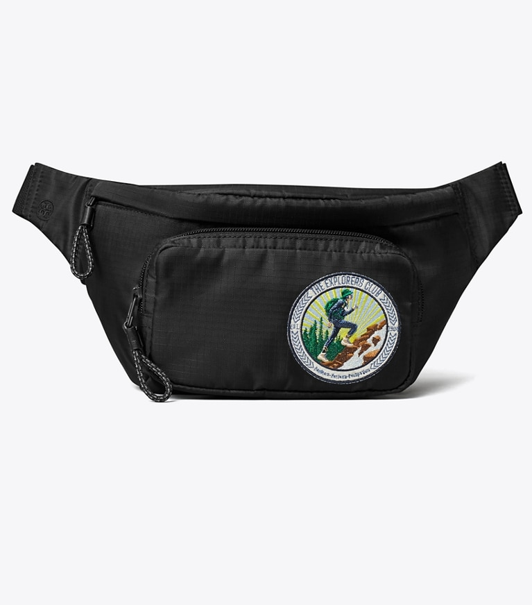 Tory Burch designer belt bags The Explorers Club Belt Bag in Black front