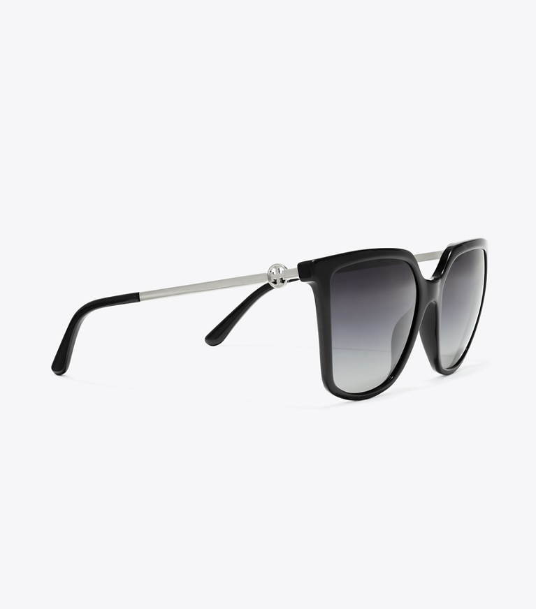 Tory Burch designer sunglasses & eyewear The Miller Square Polarized in Black front