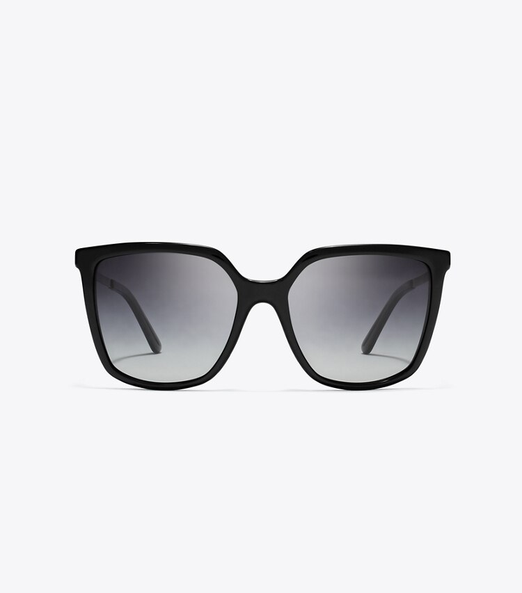 Tory Burch designer sunglasses & eyewear The Miller Square Polarized in Black front