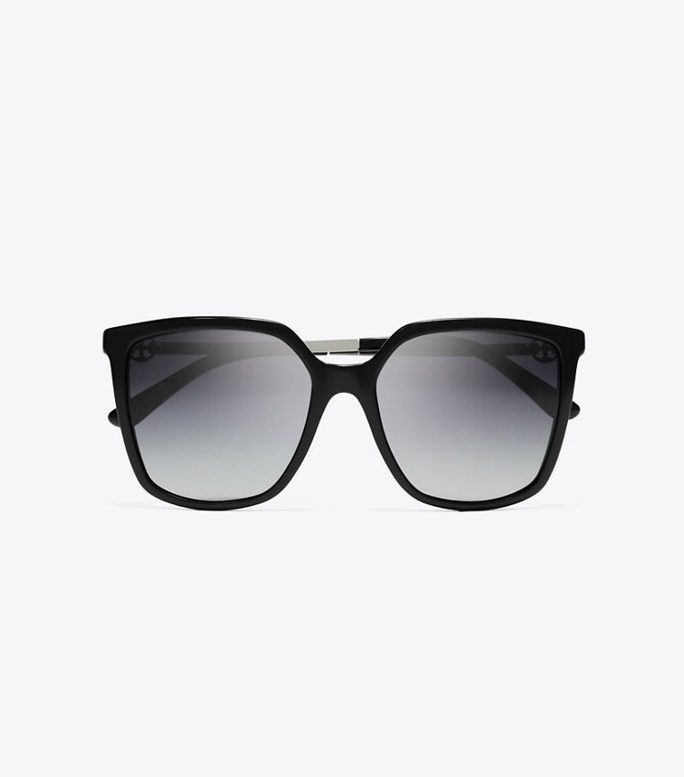 Tory Burch designer sunglasses & eyewear The Miller Square Polarized in Black front