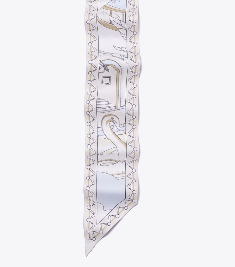 Tory Burch designer scarves The Pool Ribbon Tie in The Pool Neutral detail
