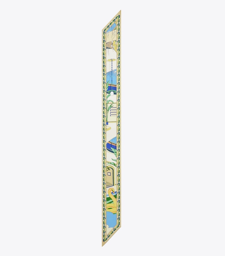Tory Burch designer scarves The Pool Ribbon Tie in The Pool Blue overhead
