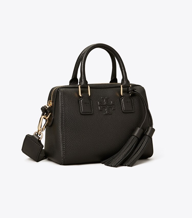 Tory Burch designer crossbody bags Thea Mini Web Satchel in Black angle