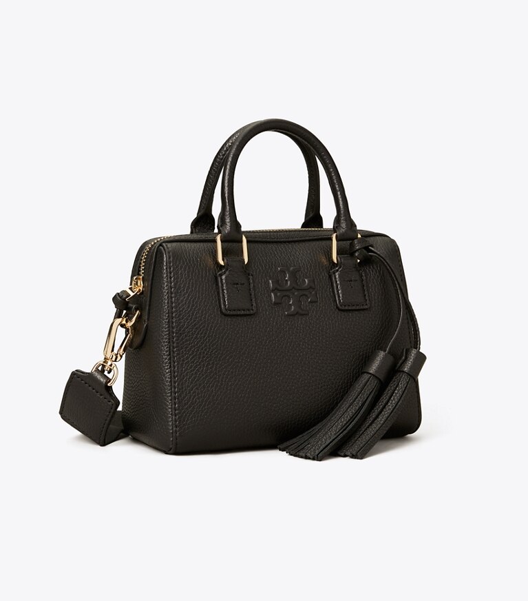 Tory Burch designer crossbody bags Thea Mini Web Satchel in Black angle