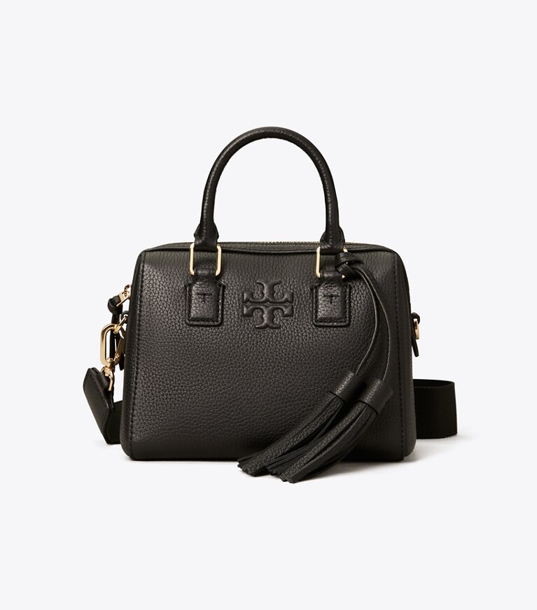 Tory Burch designer crossbody bags Thea Mini Web Satchel in Black angle