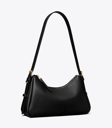 Tory Burch designer shoulder bags Thea Small Zip Top Shoulder Bag in Black angle