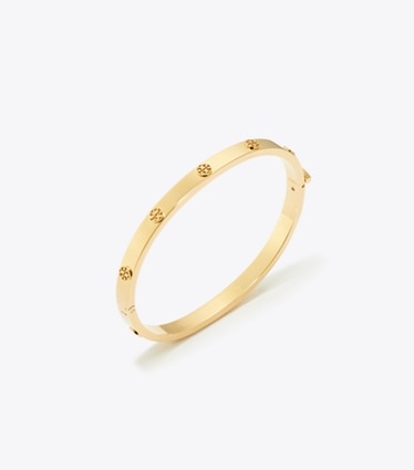 Tory Burch designer bracelets Thin Icon Hinge Bracelet in Tory Gold detail