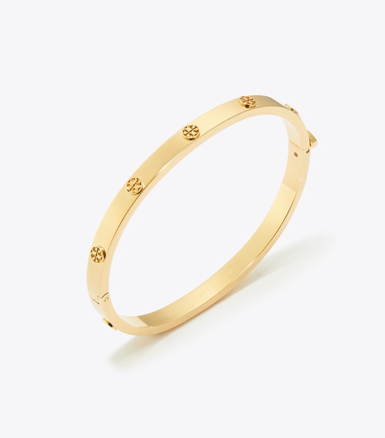 Tory Burch designer bracelets Thin Icon Hinge Bracelet in Tory Gold front