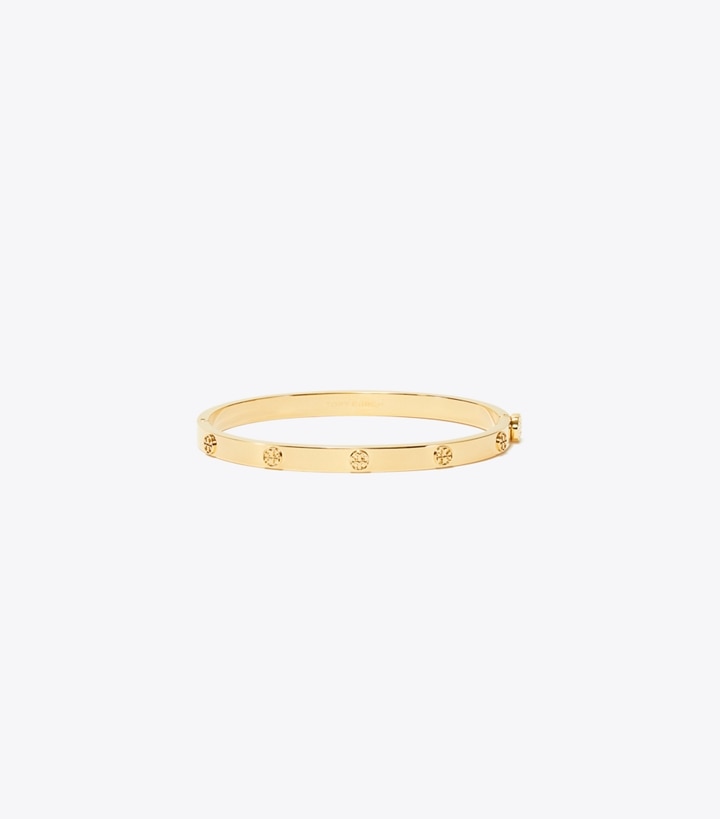 Tory Burch designer bracelets Thin Icon Hinge Bracelet in Tory Gold front
