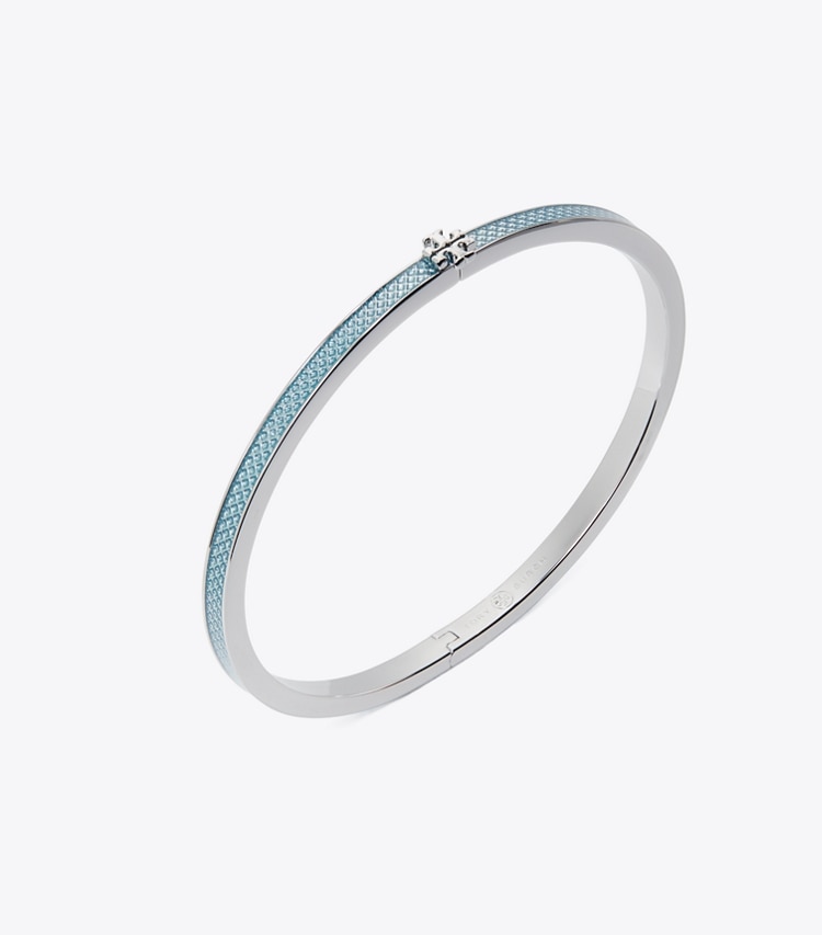 Tory Burch designer bracelets Thin Kira Enamel Bracelet in Tory Silver / Sky detail