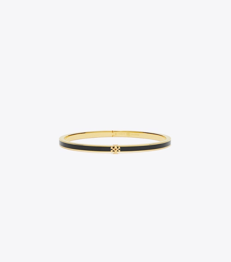Tory Burch designer ブレスレット キラ エナメル スリムブレスレット in Tory Gold / Black front