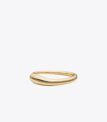 Tory Burch designer bracelets Thin Pierced Cuff in Light Brass front